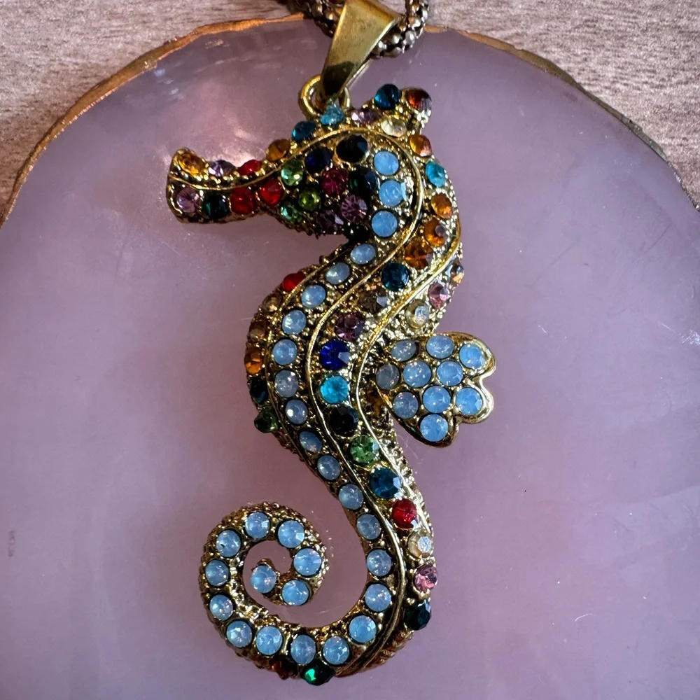 Seahorse Rhinestone Necklace - Picture 5 of 9